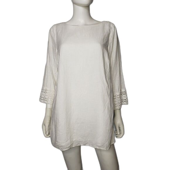 LILLY PULITZER White Linen Tunic Top Womens Size Medium - Picture 7 of 7